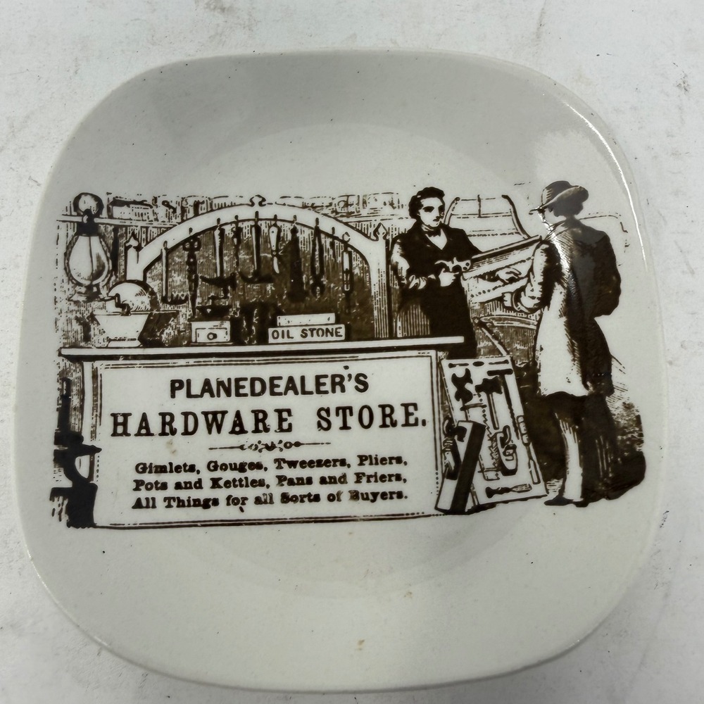 Crown Devon Planedealers Hardware Store Plate Staffordshire England VTG Sepia